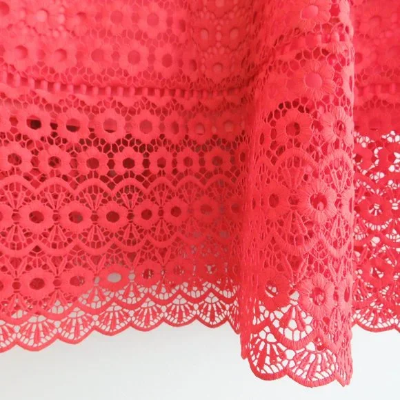 J.CREW Peach Coral Daisy Lace Spaghetti Strap Midi Dress - Size US 14 - Picture 9 of 16